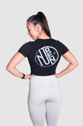 CROP TOP dámsky - the power of nutrition, čierna farba - 2023, veľkosť L