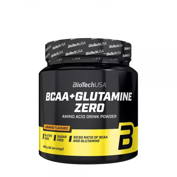 BCAA + Glutamín Zero 480 g BioTechUSA, pomaranč